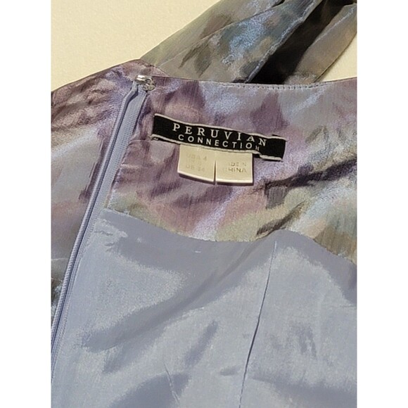 Peruvian Connection Cocktail Dress  Size 4  Gray/Lavender  Sleek Figure-Skimming - Picture 8 of 12